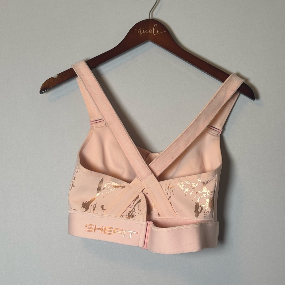 SHEFIT Flex Sports Bra Medium Support Pink/Gold Size 4 Luxe - Picture 4 of 8
